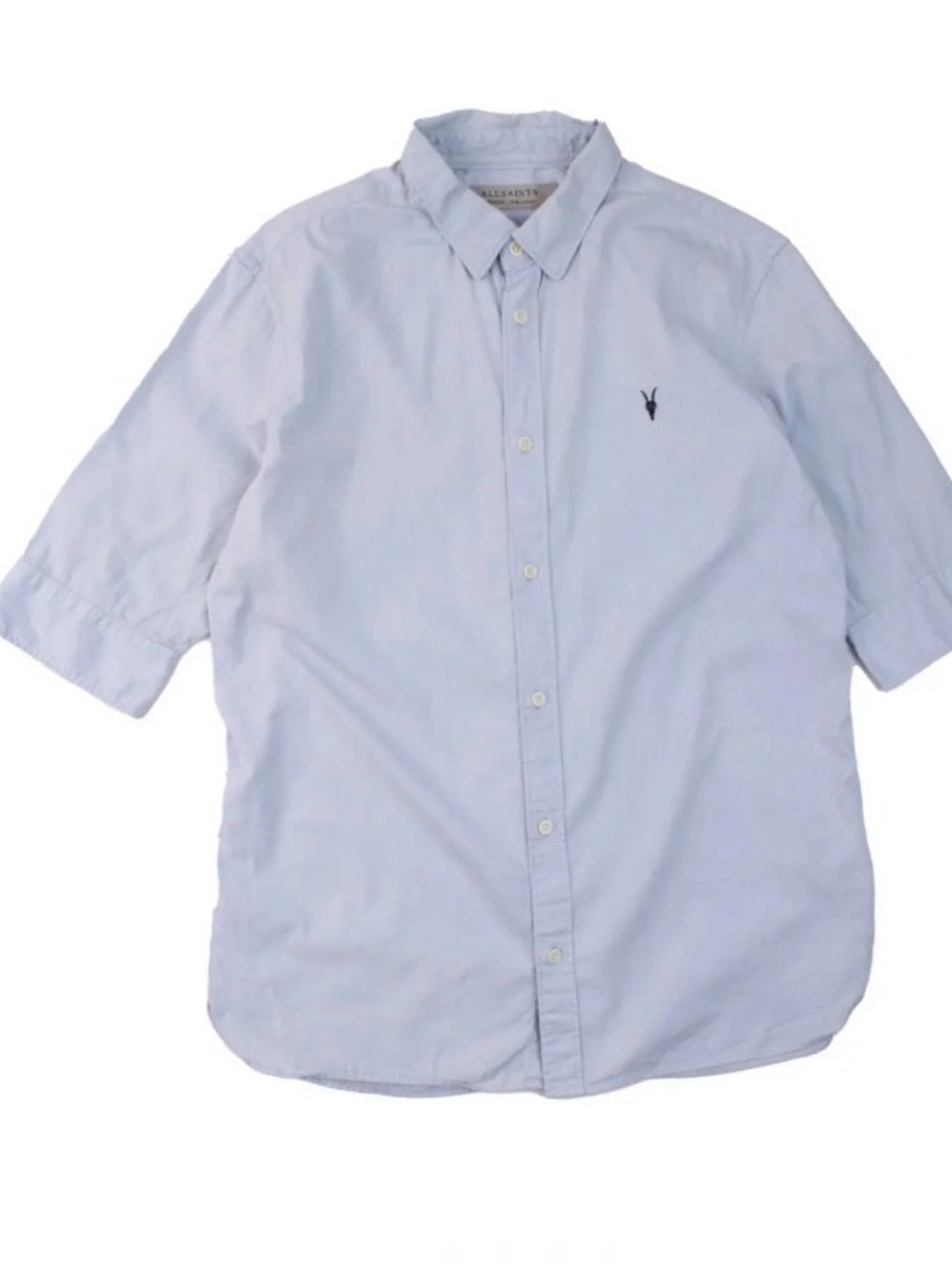 All Saints Pale Blue Short Sleeve Button-Down Shirt